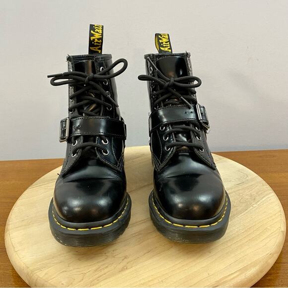 Dr. Martens 1460 Harness 8 Eye Black Leather Boots Men’s 7 Women’s Sz 8 25163001 - Picture 3 of 16